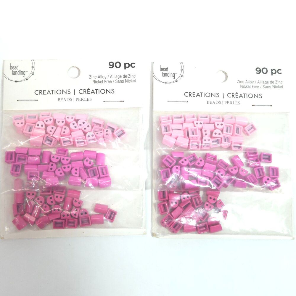Bead Landing Pink Zinc Alloy Craft Beads 90 pc Lot 2 Pack